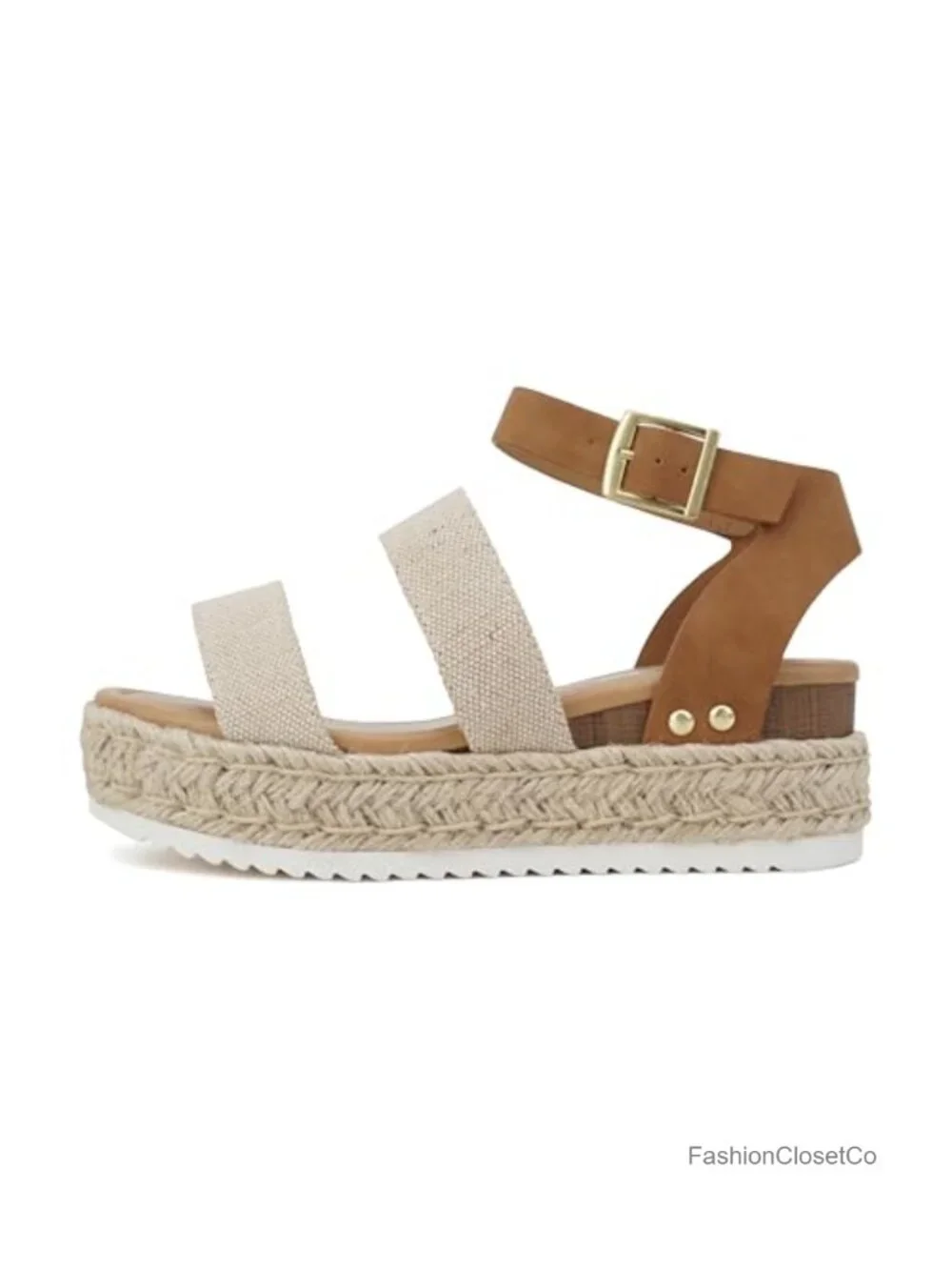 Open Toe Buckle Ankle Strap Espadrilles Flatform Wedge Casual Sandals
